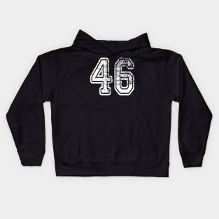 Number 46 Grungy in white Kids Hoodie